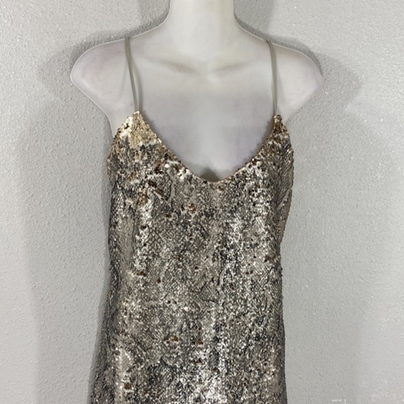 NWT Cupcakes and Cashmere sequin snake gold reversible tank slip dress mediumBB9 - Picture 5 of 14